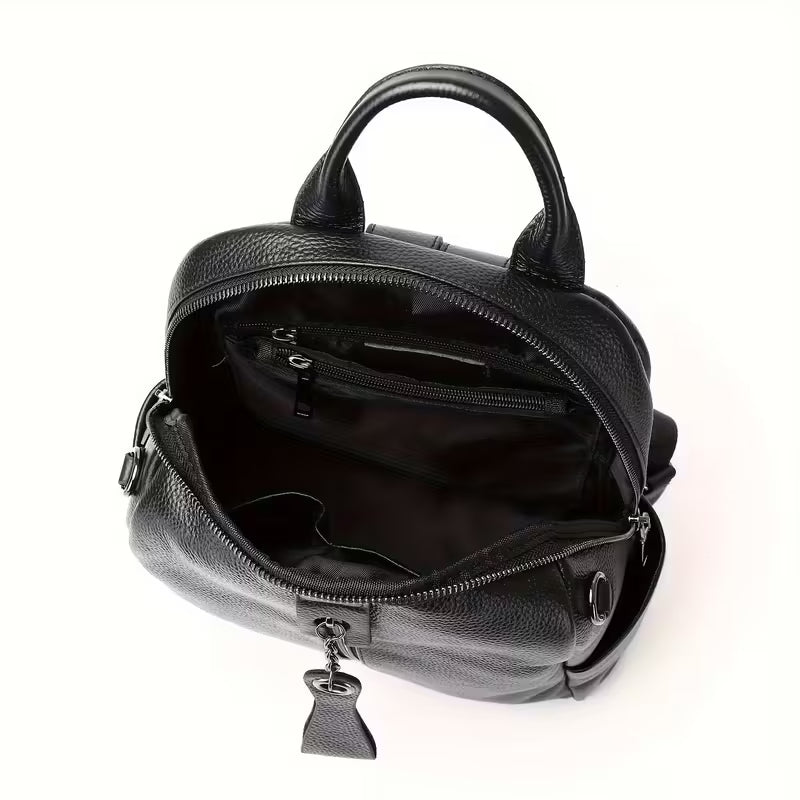 The Duvane | Structured Black Leather Backpack