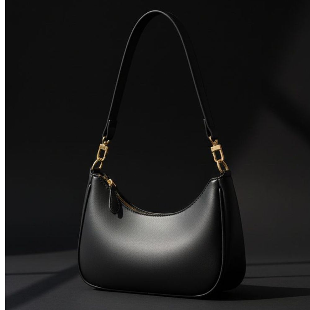 Modern Crescent Black Shoulder Bag