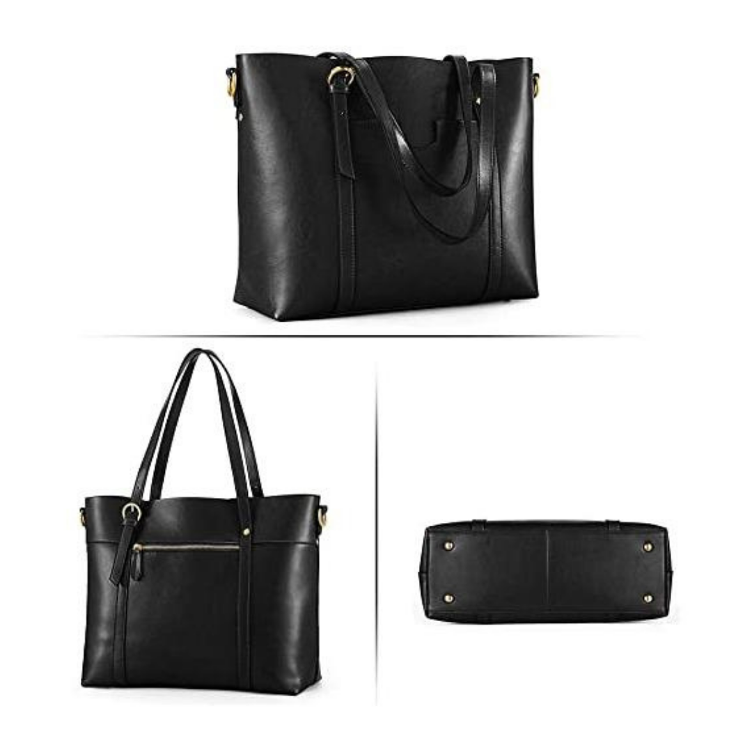 The Amara | Classic Black Leather Tote