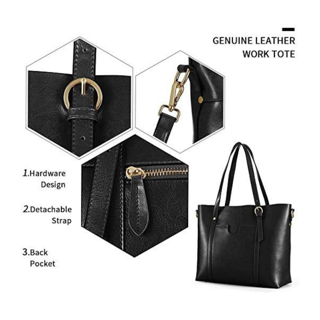 The Amara | Classic Black Leather Tote