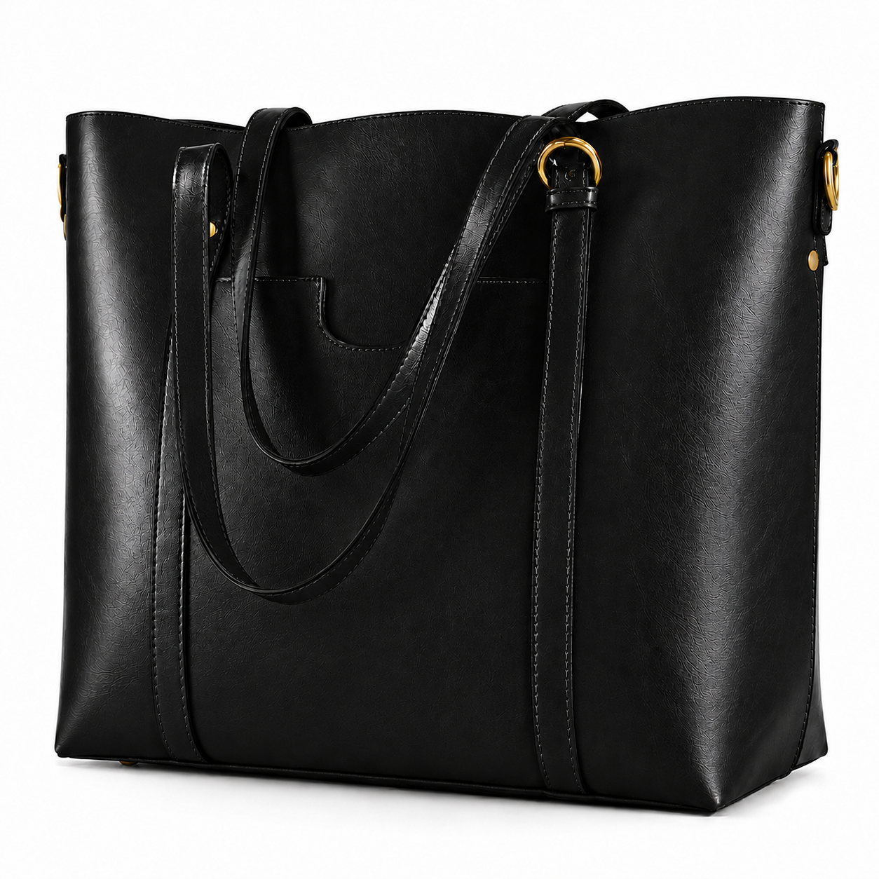 The Amara | Classic Black Leather Tote