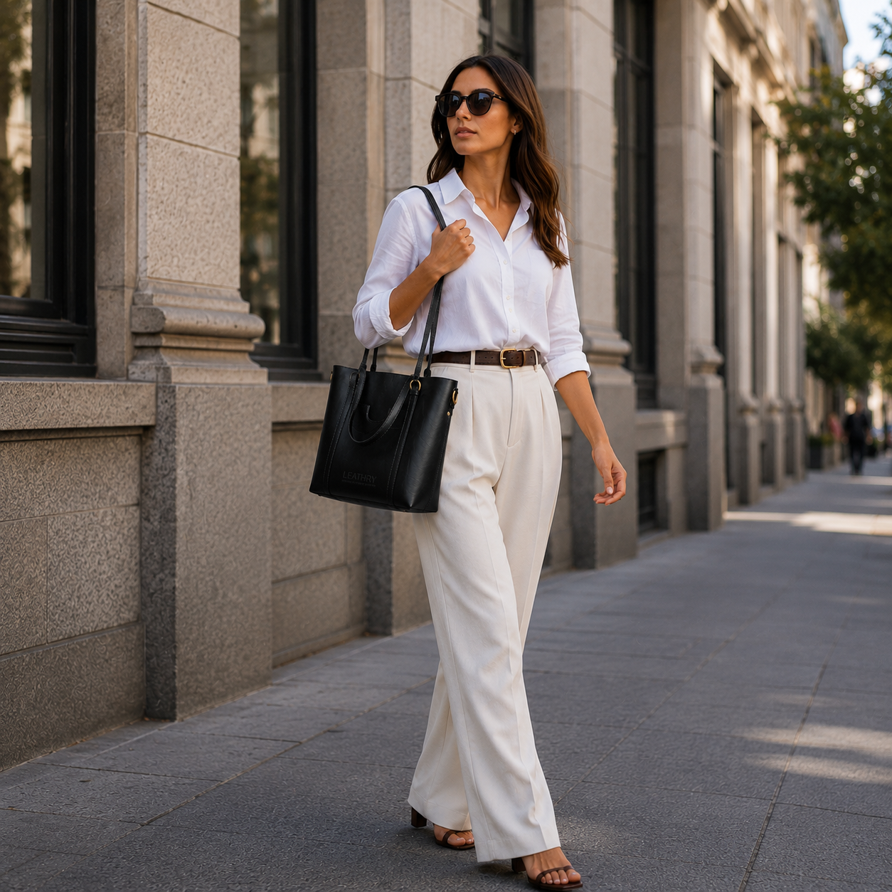The Amara | Classic Black Leather Tote