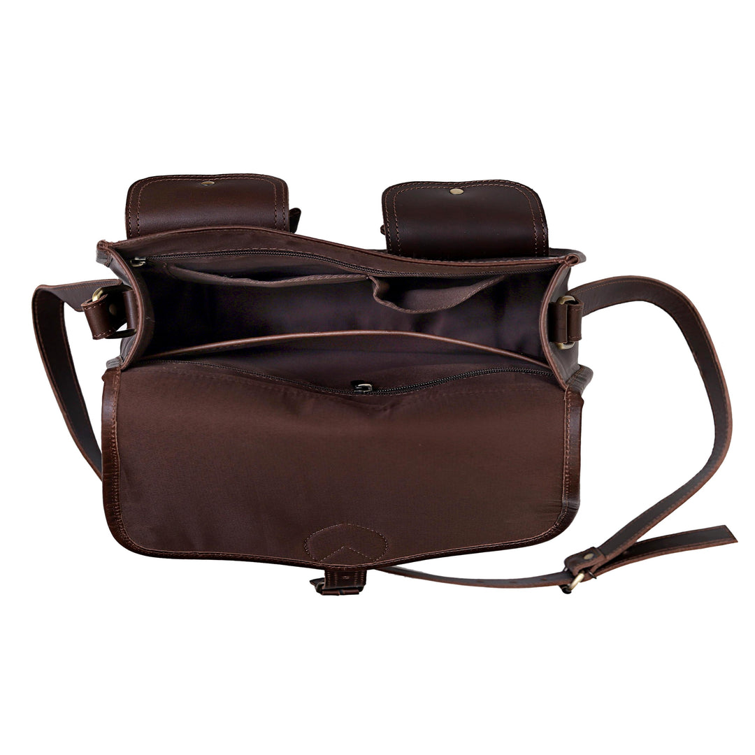 The Amorette | Walnut Leather Messenger Bag