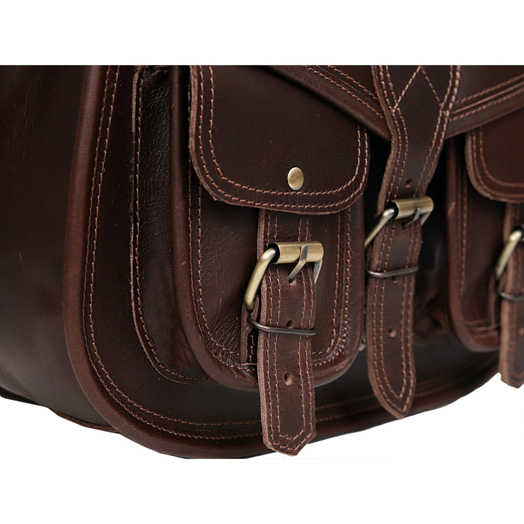 The Amorette | Walnut Leather Messenger Bag