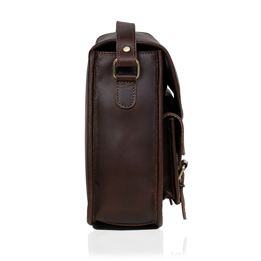 The Amorette | Walnut Leather Messenger Bag