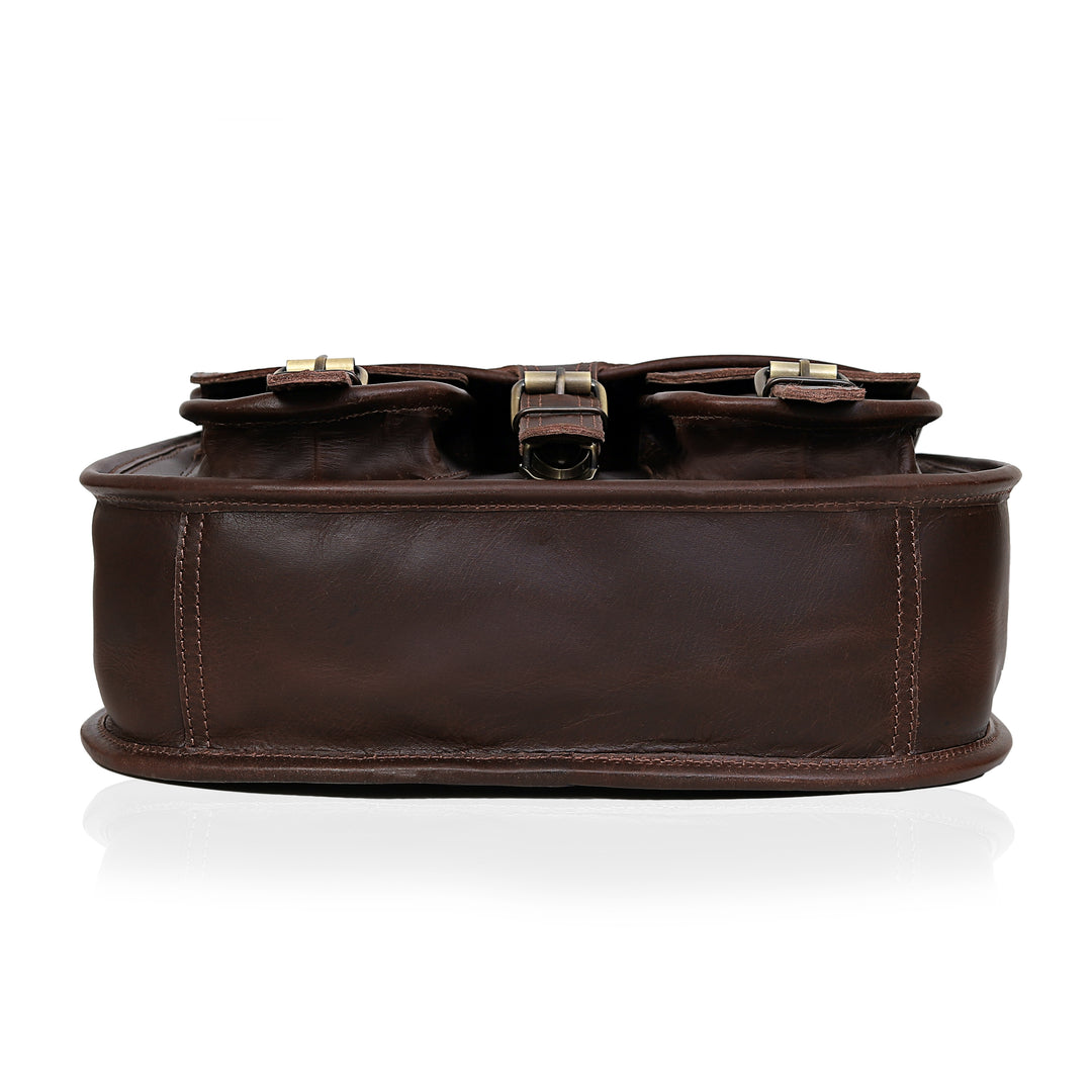 The Amorette | Walnut Leather Messenger Bag