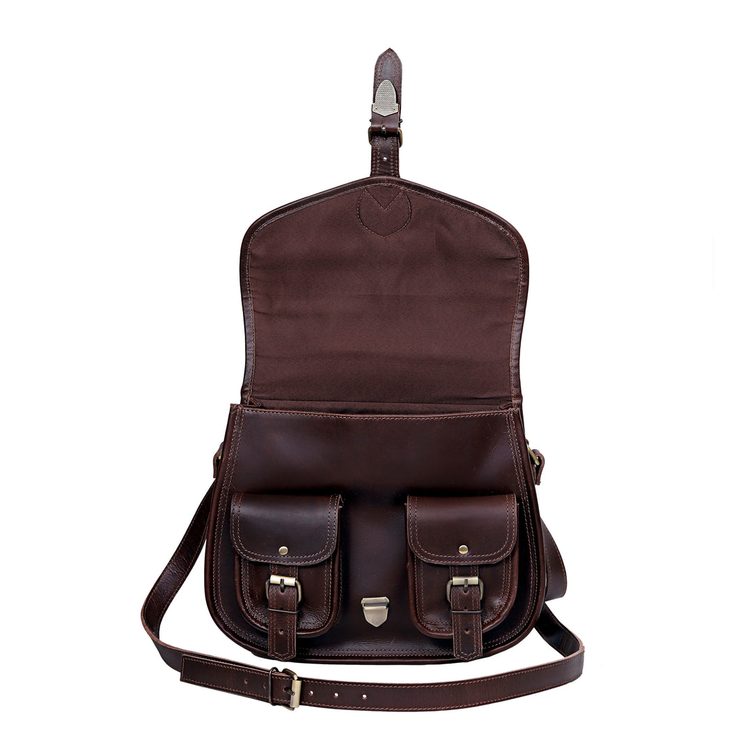 The Amorette | Walnut Leather Messenger Bag