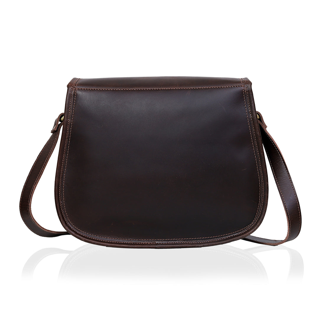 The Amorette | Walnut Leather Messenger Bag