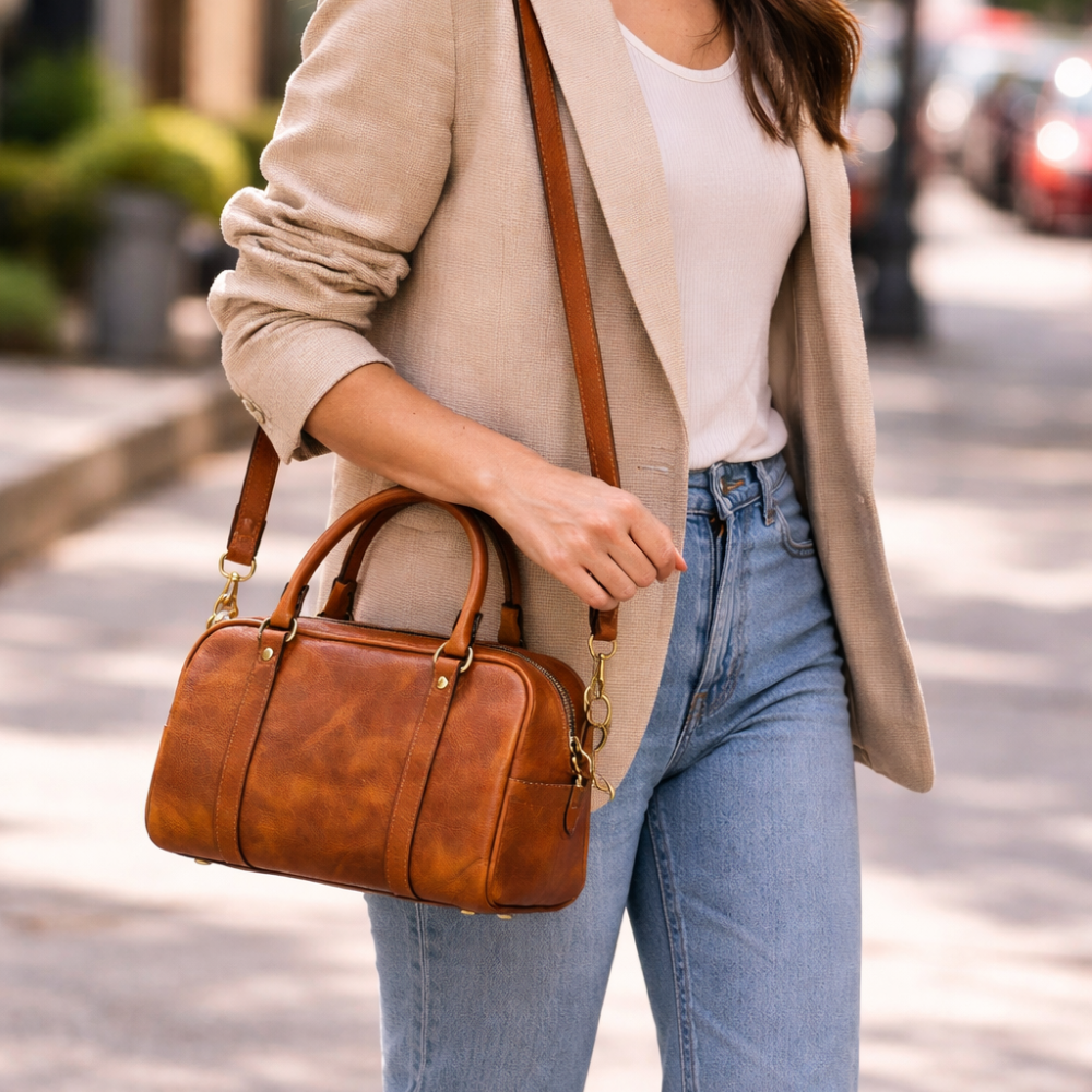 The Harperine | Premium Leather Boston Bag – HandMaked Bags