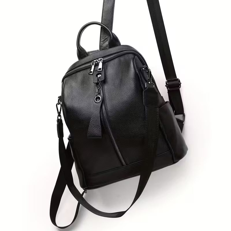 The Duvane | Structured Black Leather Backpack