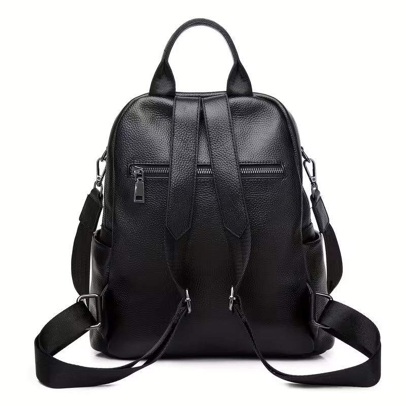 The Duvane | Structured Black Leather Backpack