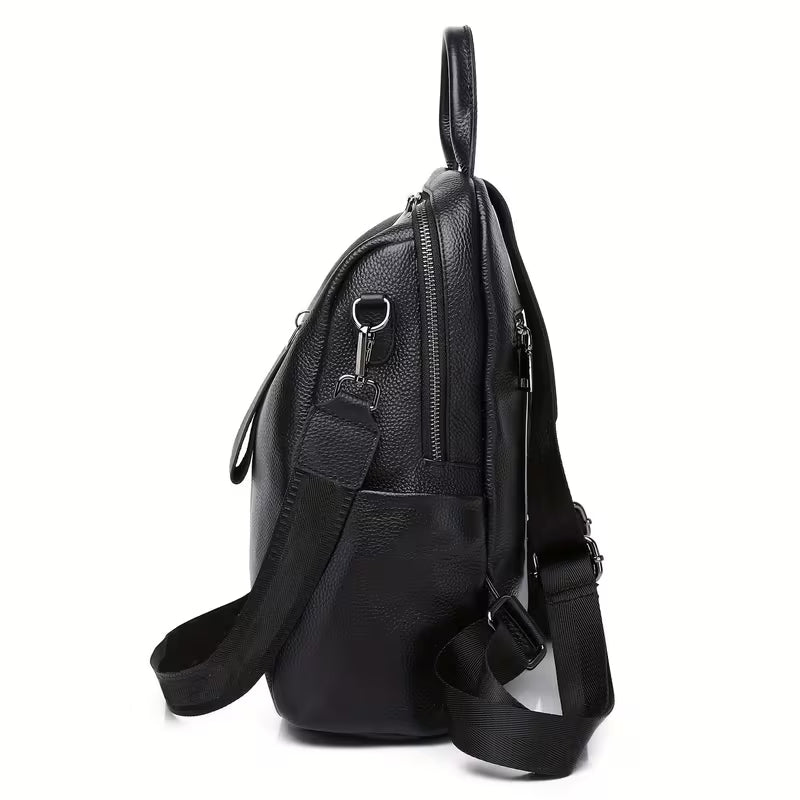 The Duvane | Structured Black Leather Backpack
